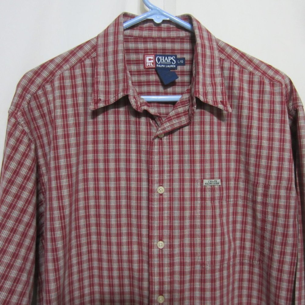 RALPH LAUREN CHAPS RED PLAID SHIRT, SZ…